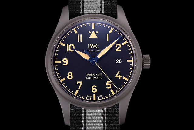 아이더블유씨(IWC)마크18 헤리티지 티타늄 블랙다이얼 블랙앤그레이나일론스트랩 IW327006