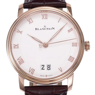 블랑팡(BLANCPAIN)빌레레6669 로즈골드 화이트다이얼 가죽스트랩