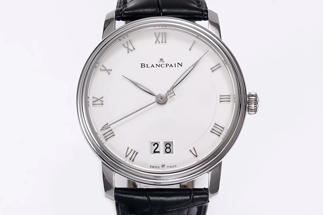 블랑팡(BLANCPAIN)빌레레6669 스틸 화이트다이얼 가죽스트랩