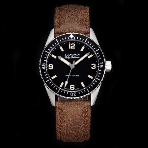 블랑팡 레플리카 시계 BLANCPAIN 블랑팡 피프티 패덤즈 38mm 블랙 다이얼 오토매틱 세일 캔버스 스트랩 시계 5100 1130 63A